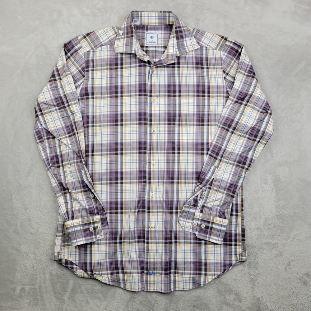 David Donahue Shirt Mens Medium‎ Plaid Button Down Long Sleeve Dress Work Casual